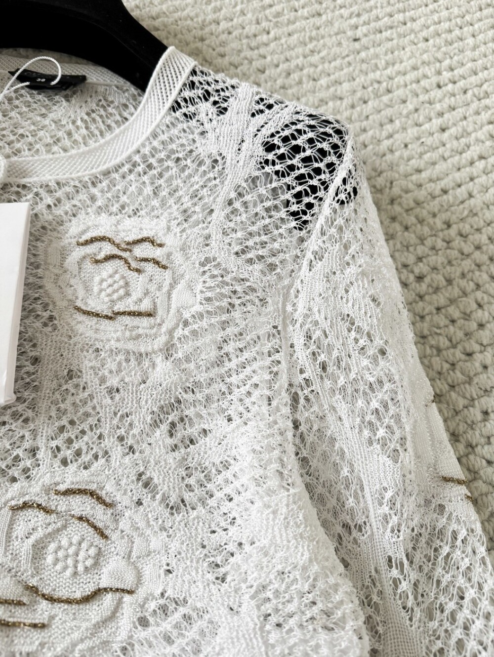 Chanel White Lace Cropped Knitting Cardigan Sweater - Picture 5 of 9